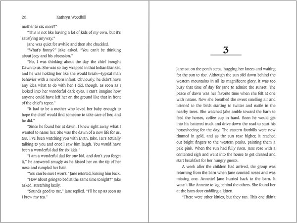 "Destinies" by Kathryn Woodhill interior page spread